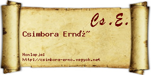 Csimbora Ernő névjegykártya